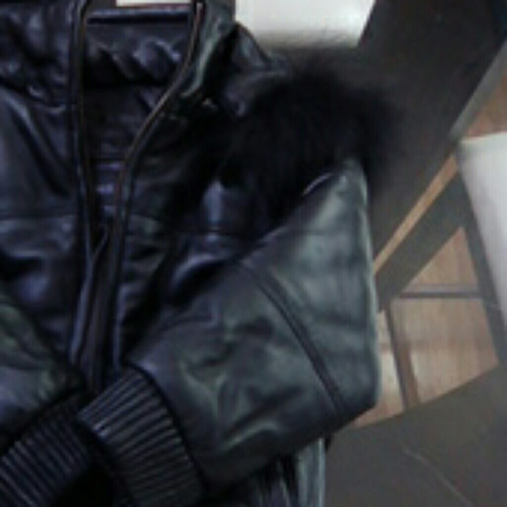 Leather Bomber with detachable hood